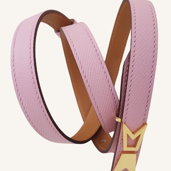 M.A.M.A. Crown Collection Women\'s Light Pink Leather Golden Buckle Belt main image 6